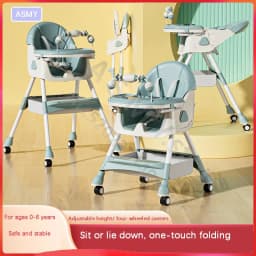 Foldable Reclining Baby Dining Table Set Multifunctional Adjustable Height Children's Seat with Dinner Chairs for Kids