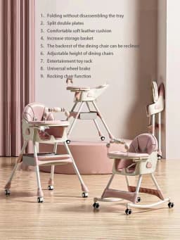 Foldable Reclining Baby Dining Table Set Multifunctional Adjustable Height Children's Seat with Dinner Chairs for Kids