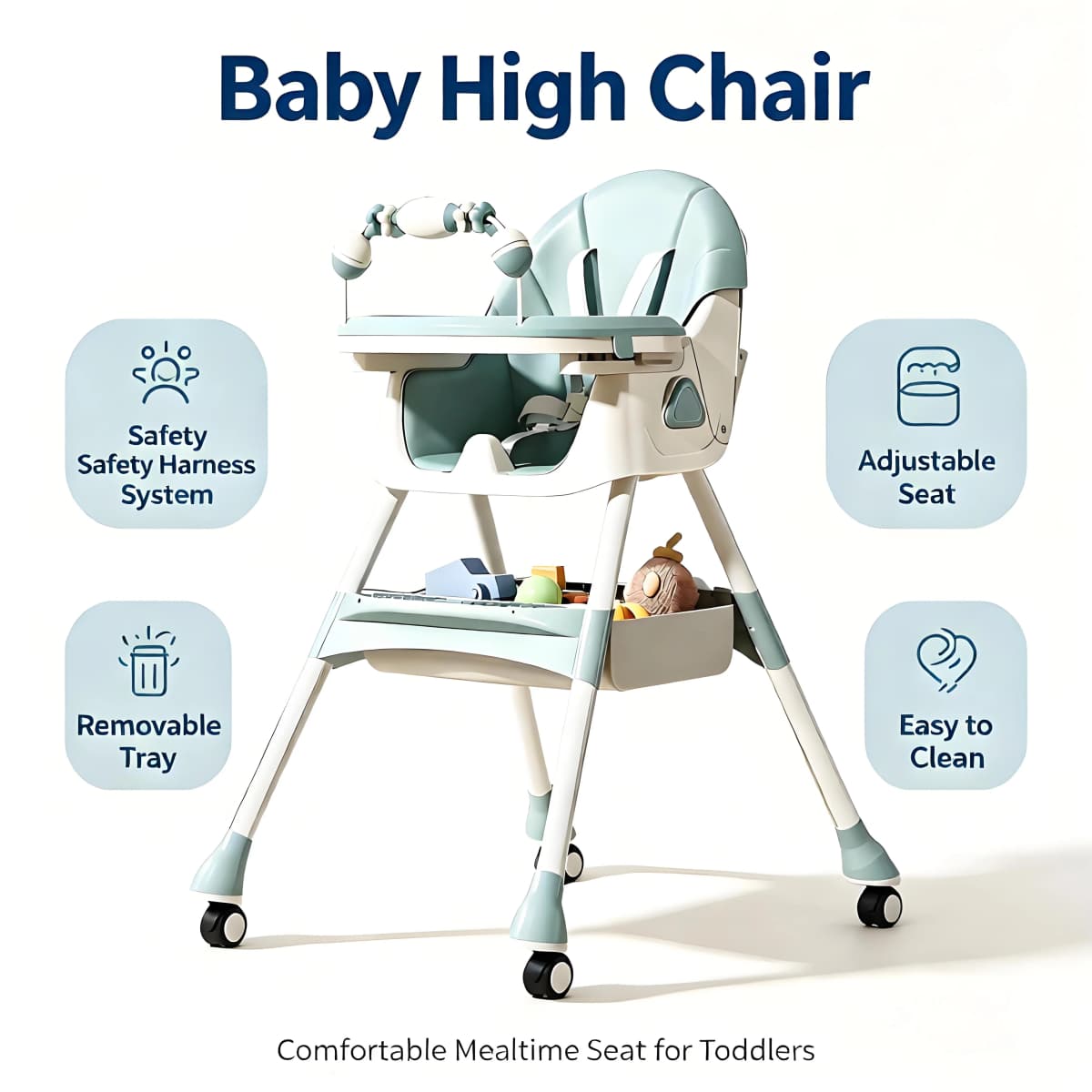 Foldable Reclining Baby Dining Table Set Multifunctional Adjustable Height Children's Seat with Dinner Chairs for Kids