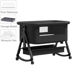 2026 Elegant Foldable Baby Crib, Multi‑Functional Height Adjustable Movable Bedside Swing Cradle, Portable Infant Sleeping Bed for Newborn Home & Travel Use