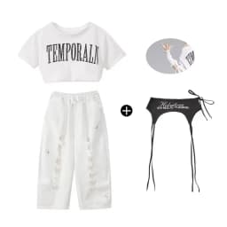 Kid Kpop Hip Hop Clothing White Letters Strap Tank Crop T Shirt Top Casual Distressed Pants for Girl Jazz Dance Costumes Clothes