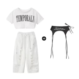 Kid Kpop Hip Hop Clothing White Letters Strap Tank Crop T Shirt Top Casual Distressed Pants for Girl Jazz Dance Costumes Clothes