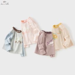 Dave Bella Girls Boys Autumn Long Sleeve T-shirt Spring Printed Cotton Pullover Children Casual Basic Tops Clothes DB3262599
