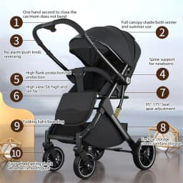 Vremota Luxurious Lightweight High Landscape Baby Stroller leg-sapped Seat for Newborn One Hand reline Pushchair Pram Compact Size Voyage Foldable Baby Stroller