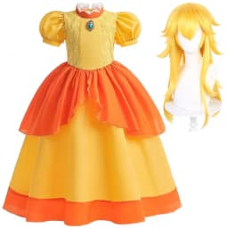 2026 Girl Cosplay New Yellow Cartoon Princess Dress Set Ruffled Puffy Skirt Accessories Outfit Halloween Birthday Party Costume