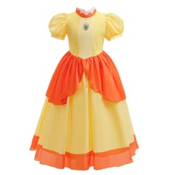 2026 Girl Cosplay New Yellow Cartoon Princess Dress Set Ruffled Puffy Skirt Accessories Outfit Halloween Birthday Party Costume