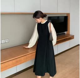 Maternity Stitching Fake Two-piece Clothes French Temperament Pregnancy Palace Sleeve Long-sleeved Dress 2024 Spring Autumn New