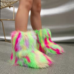2026 NEW Kids Boots Winter Shoes New Faux Fur Toddler Girl Boots Fashion Colorful Fur Children Ankle Snow Boots Warm Shoes Girls