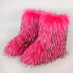 2026 NEW Kids Boots Winter Shoes New Faux Fur Toddler Girl Boots Fashion Colorful Fur Children Ankle Snow Boots Warm Shoes Girls