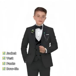 Autumn New Arrival Kids Formal Suit Set, 3 Pieces Velvet Notched Lapel Neck , Matching Vest and Pants, Boy's Tuxedo Set