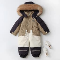 AYNIGIELL Winter Children Coat Patchwork Snowsuit 2-5 Y Boys Fur Lining Overalls Thicken Kids Hooded Ski Suit Girls Warm Outwear