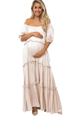 Boho Off Shoulder Maternity Photoshoot Dresses Long Maxi Strapless Dresses Long Formal Dresses Bridesmaid Dress
