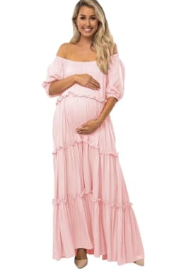 Boho Off Shoulder Maternity Photoshoot Dresses Long Maxi Strapless Dresses Long Formal Dresses Bridesmaid Dress