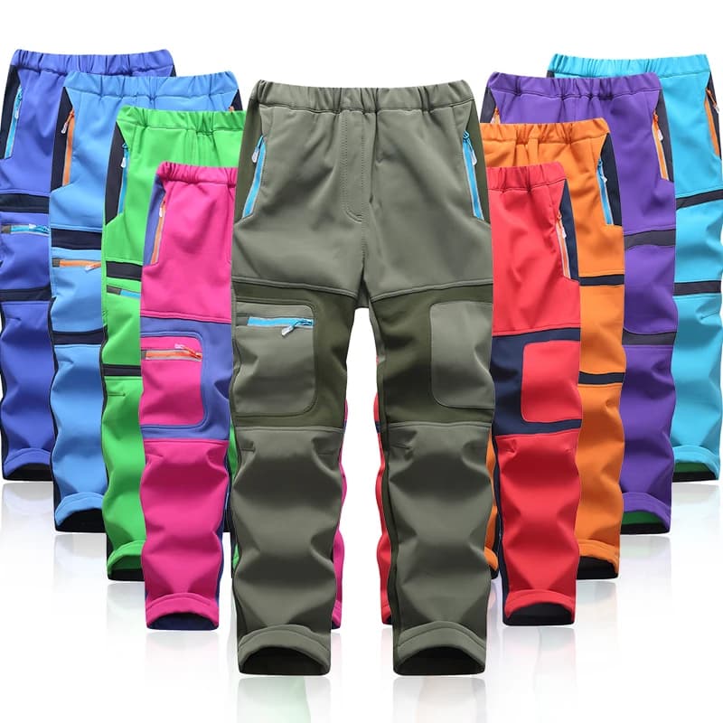 2026 Fashion Brand Waterproof Boy Girl kids Pants Warm Trousers Sporty Climbing leggings Children Patchwork Soft Shell Outfits