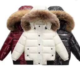 2-10Y Children's Genuine Down Jacket Kids Large Fur Collar Thickened Boys Girls Warm Jacket Waterproof Teenagers Winter Coat