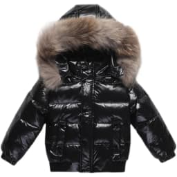 2-10Y Children's Genuine Down Jacket Kids Large Fur Collar Thickened Boys Girls Warm Jacket Waterproof Teenagers Winter Coat