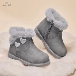Dave Bella Winter Kids Snow Boots Children's Thicken Warmth Plush Soft Bottom Baby Girls Ankle Boots Non-slip Footwear DB4253379