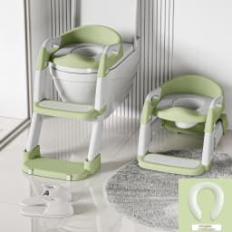 Kids Toilet Step Stool Potty Training Seat with Ladder Boys Girls Baby Toilet Seat Adjustable Step-on Stool for Adult Toilet