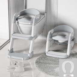 Kids Toilet Step Stool Potty Training Seat with Ladder Boys Girls Baby Toilet Seat Adjustable Step-on Stool for Adult Toilet