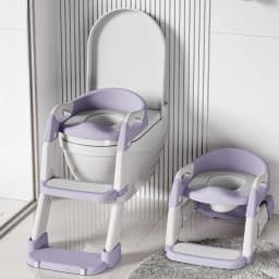 Kids Toilet Step Stool Potty Training Seat with Ladder Boys Girls Baby Toilet Seat Adjustable Step-on Stool for Adult Toilet
