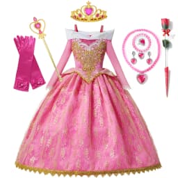 Girls Sleeping Aurora Beauty Princess Halloween Cosplay Dress Off Shoulder Kids Gift Carnival Party Fancy Ball Gown Clothing