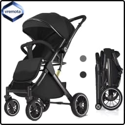 Vremota Luxurious Light High Landscape Baby Stroller leg-sapped Seat for Newborn One Hand reline Pushchair Pram Compact Size