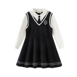 Dave Bella Children Dress Spring Autumn Long Sleeves Girls Cotton Skirts College Style Outerwear Elegant Kids Clothing DK3253682