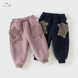 Dave Bella Boys Girls Baby Winter Casual Pants Loose Comfortable Fashion Cute Children's Velvet Trousers Outdoor Warm DB4254872
