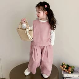 Children Spring Autumn Casual Clothing Set Girls Workwear Vest + Casual Wide-Leg Pants + Base Layer Three-Piece Set