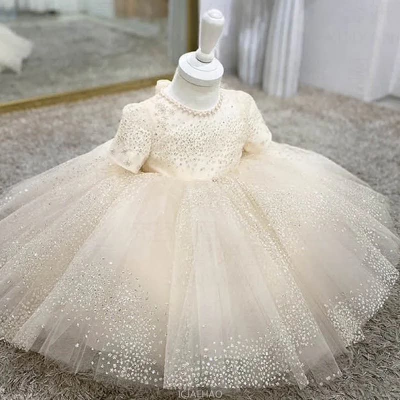 Party Dress 2024 New Kids Princess Dresses Costume Fashion Flower Girl Matching Children First Birthday Elegant Gown Outfit