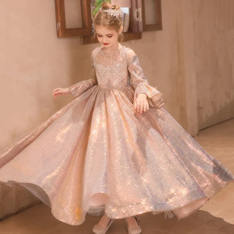 Children's Formal Dress Princess Dress Birthday Flower Girl Little Girl Host Piano Performance Outfit Spring Autumn