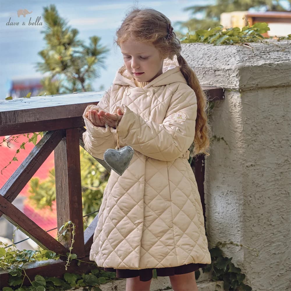 Dave Bella Girls Velvet Coat Winter Autumn Children Thick Warm Jacket Casual Hooded Waterproof Outerwear Kids Clothing DK4254175