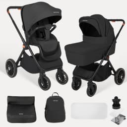 BabyVoyage 4-in-1 Baby Stroller Travel System with Car Seat, ISOFIX Base, High-View Newborn Pram, Bassinet, and 360° Reversible Foldable Design