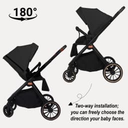 BabyVoyage 4-in-1 Baby Stroller Travel System with Car Seat, ISOFIX Base, High-View Newborn Pram, Bassinet, and 360° Reversible Foldable Design