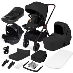 BabyVoyage 4-in-1 Baby Stroller Travel System with Car Seat, ISOFIX Base, High-View Newborn Pram, Bassinet, and 360° Reversible Foldable Design