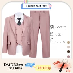 Kids Tuxedo Set 4PC | Jacket Vest Dress Pants Tie | Boys 3-14 | Pageant Party | Ships Today! Toddler to Youth 3-14 | Wedding