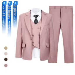 Kids Tuxedo Set 4PC | Jacket Vest Dress Pants Tie | Boys 3-14 | Pageant Party | Ships Today! Toddler to Youth 3-14 | Wedding