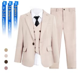 Kids Tuxedo Set 4PC | Jacket Vest Dress Pants Tie | Boys 3-14 | Pageant Party | Ships Today! Toddler to Youth 3-14 | Wedding