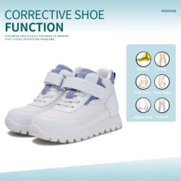 Princepard Children's Boy Sneakers High Top Ankle Support Orthopedic Kids Shoes for Girls Flat Feet with Adjustable Velcro
