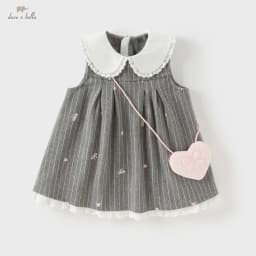 Dave Bella Children's Knitted Dress Winter Gentle Sweet Cute Striped Girl's Baby Thickening Dress Party Outdoor DB4254339