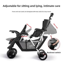 2025 New Lightweight Twin Baby Stroller Baby Stroller Can Sit, Lie, Fold, Front and Rear Seats Twin Baby Stroller