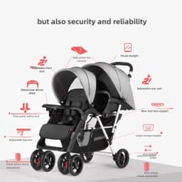 2025 New Lightweight Twin Baby Stroller Baby Stroller Can Sit, Lie, Fold, Front and Rear Seats Twin Baby Stroller