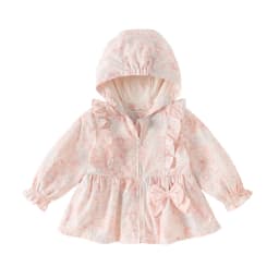 Dave Bella Waterproof Coats for Girls Autumn Spring Baby Flower Print Hooded Jacket Children Clothes Sweet Outerwear DB1260229