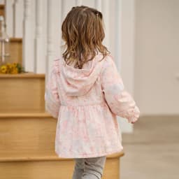Dave Bella Waterproof Coats for Girls Autumn Spring Baby Flower Print Hooded Jacket Children Clothes Sweet Outerwear DB1260229