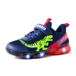 EXDINO T-REX LED 2-9Y Boys Spring Autumn Mesh Tennis Shoes Glowing Children's Kids Flashing Jelly Sole Light Up Casual Sneakers