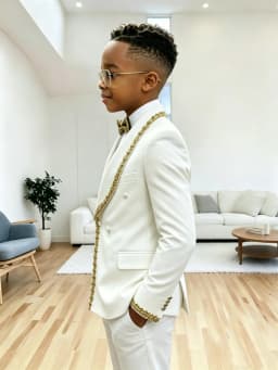 Golden Crystal Boys Suit Set 2 Pieces For Birthday Party Double Breasted Kids Slim Fit Suits Wedding Guest Clothes Plus Size