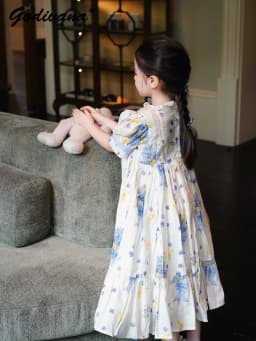 Sweet Girls 2026 New Summer Fashion High End Floral Embroidered Princess Dress Kids Lace Cotton Linen Soft Puff Sleeve Dresses