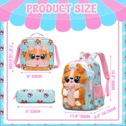 Meetbelify Kids Backpacks for Girls School Backpack with Lunch Bag Pencil Case for Elementary Student Ages 6 to 8