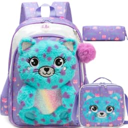 Meetbelify Kids Backpacks for Girls School Backpack with Lunch Bag Pencil Case for Elementary Student Ages 6 to 8