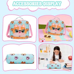 Meetbelify Kids Backpacks for Girls School Backpack with Lunch Bag Pencil Case for Elementary Student Ages 6 to 8